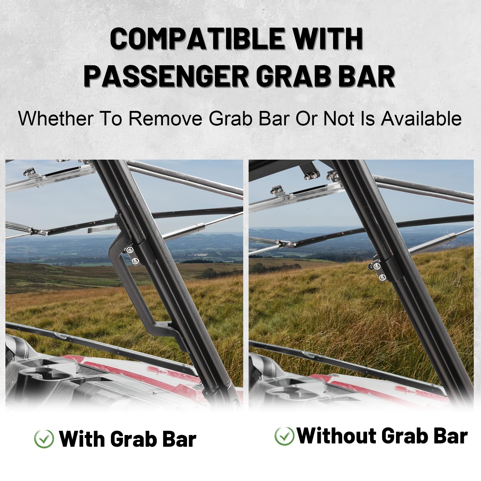 StarknightMT flip windshield with gas struts for rapid airflow on hot trail rides.