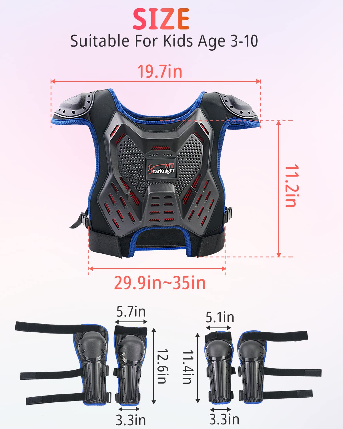 StarknightMT adjustable straps blue gear, quick on and off for busy kids