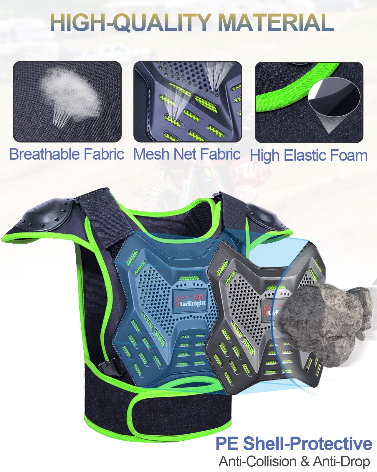 StarknightMT Kids Chest Protector back view for torso coverage