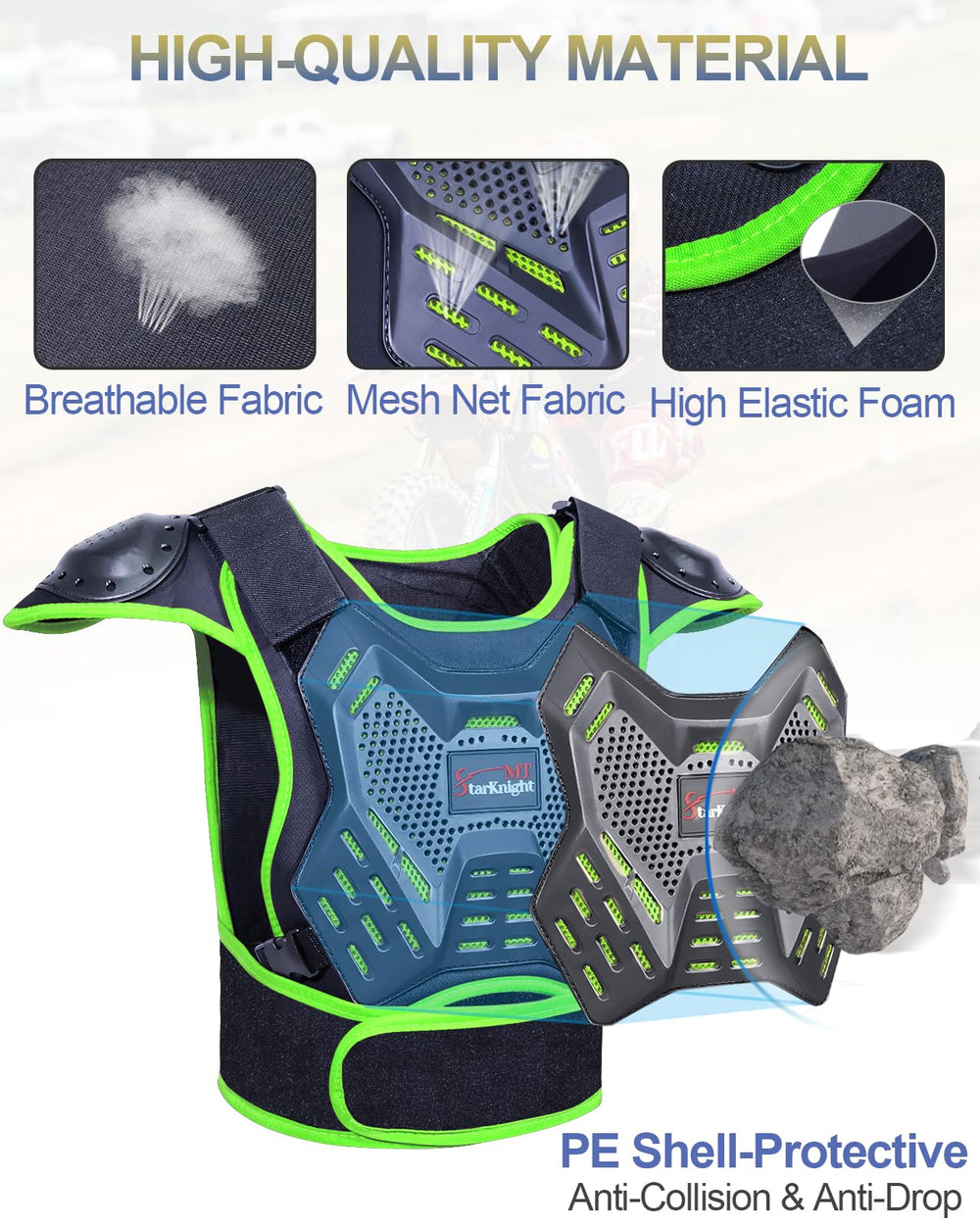 StarknightMT Kids Chest Protector back view for torso coverage
