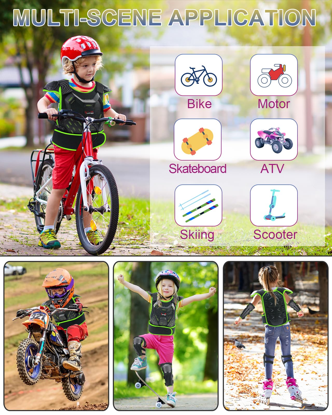 StarknightMT Kids Chest Protector breathable lining keeps rider cool