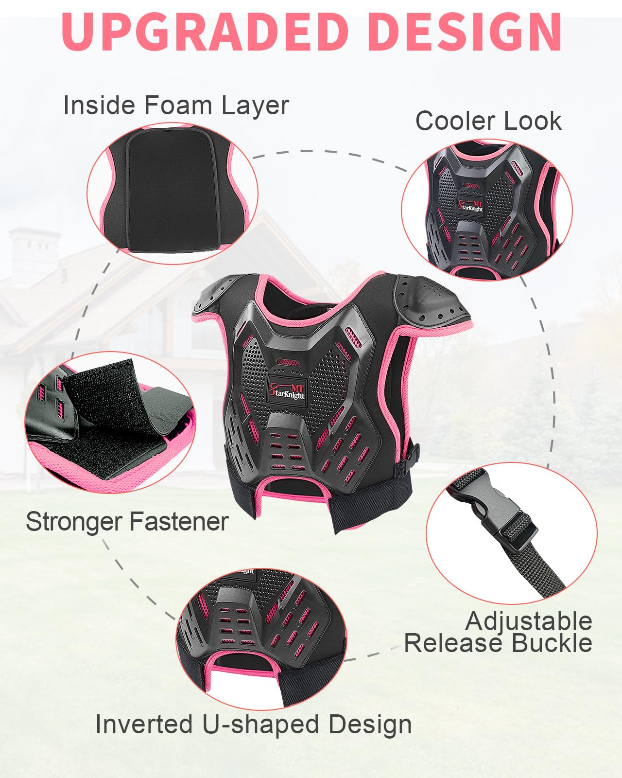 StarknightMT Kids Dirt Bike Chest Protector back view with full torso coverage