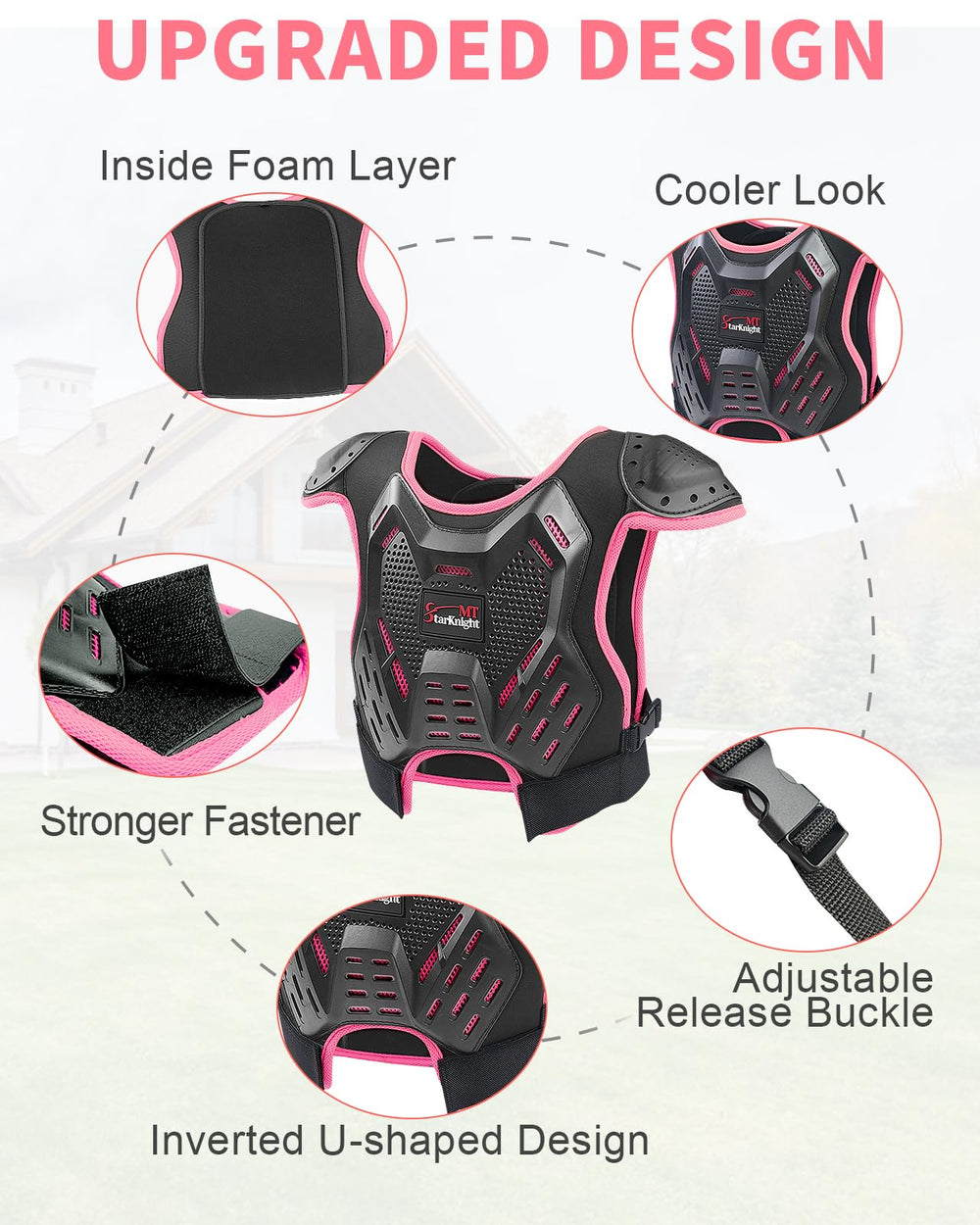 StarknightMT Kids Dirt Bike Chest Protector back view with full torso coverage