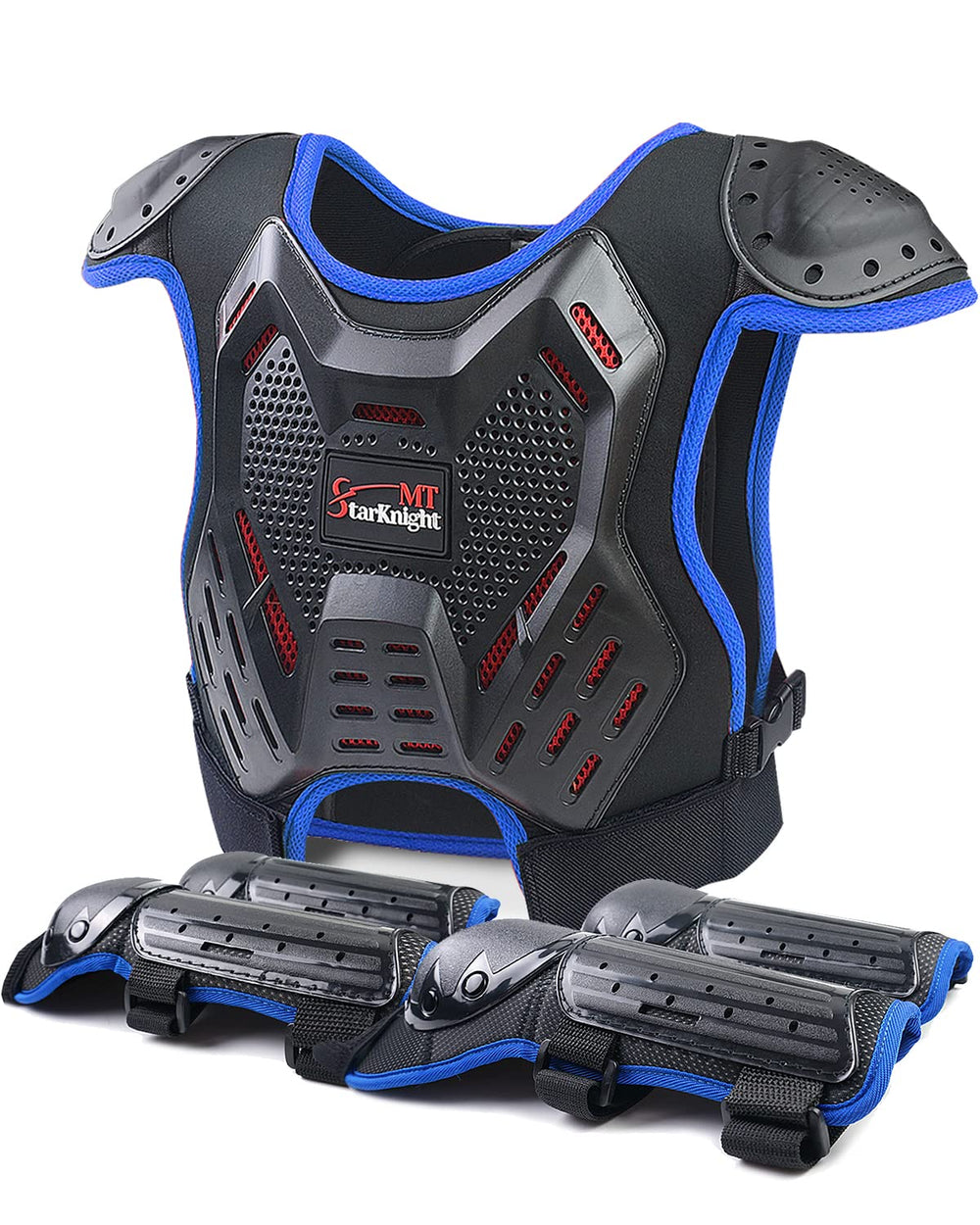 StarknightMT kids chest protector blue, for reliable protection during dirt bike sessions