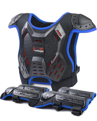 StarknightMT kids chest protector blue, for reliable protection during dirt bike sessions