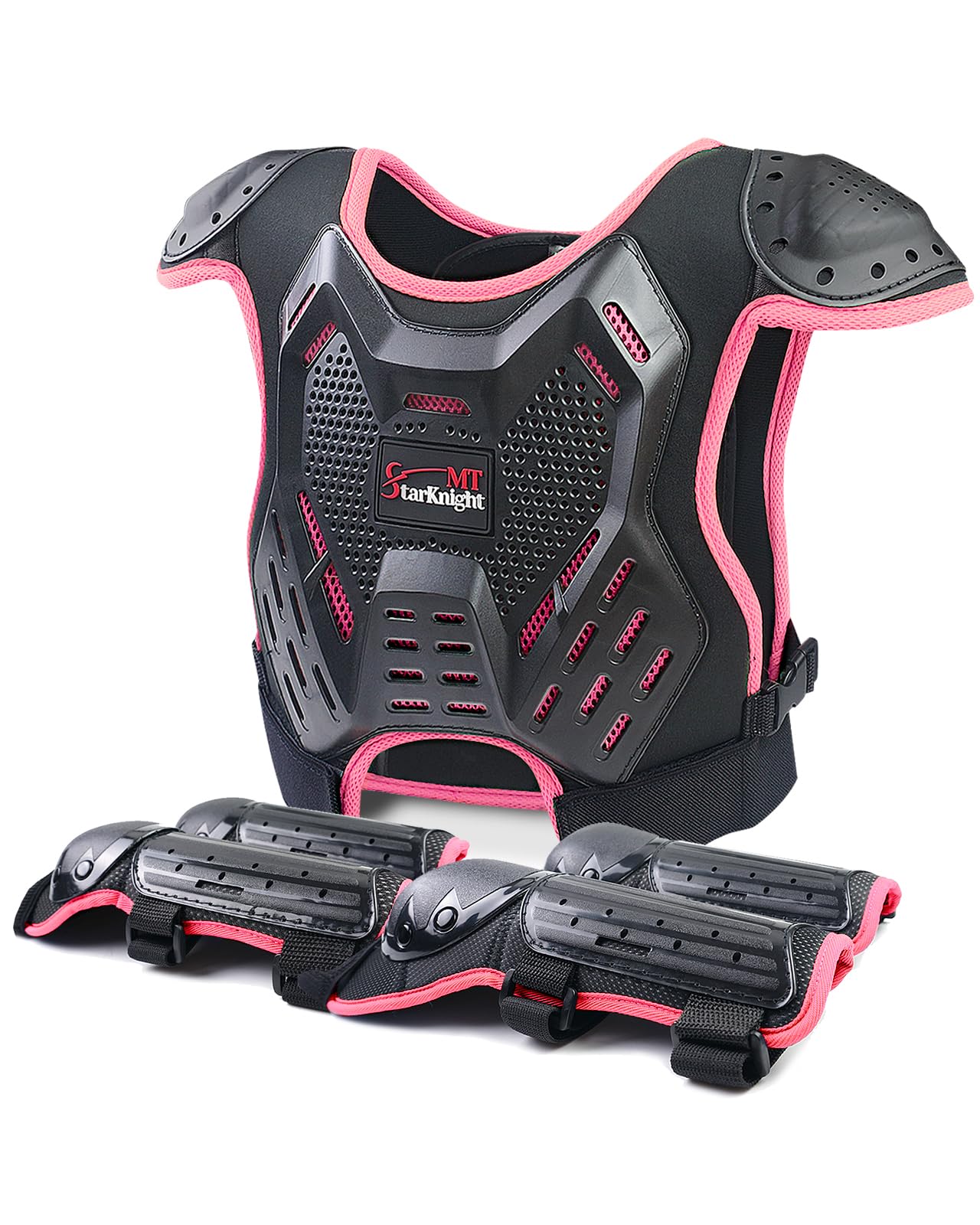 StarknightMT Kids Dirt Bike Chest Protector front view showing protective shell for safe riding