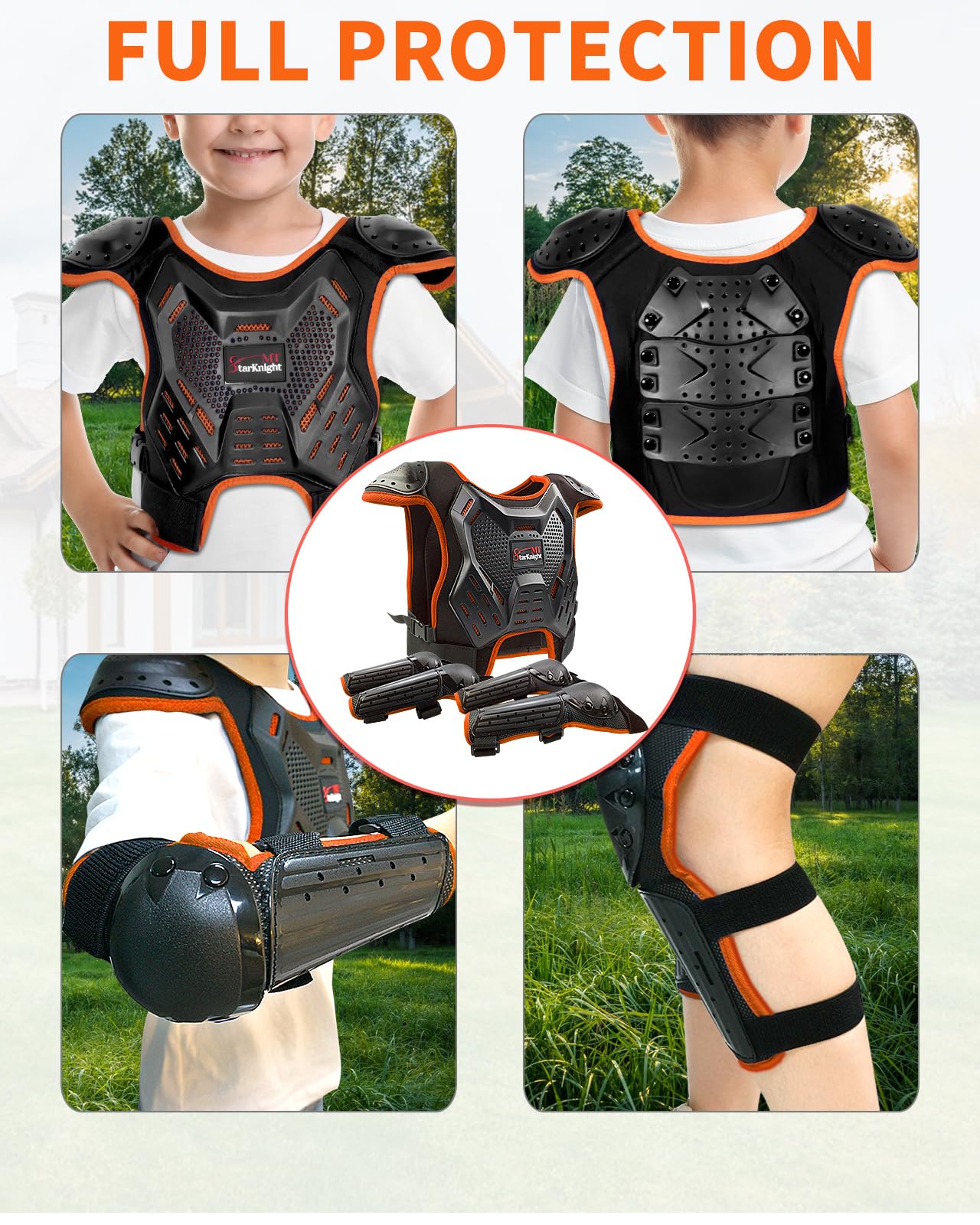 StarknightMT kids dirt bike gear shoulder shell adds upper body coverage