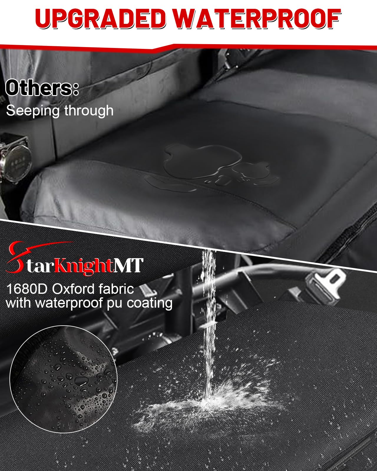 StarknightMT mule bench seat cover side view shows snug, fast fit and protection