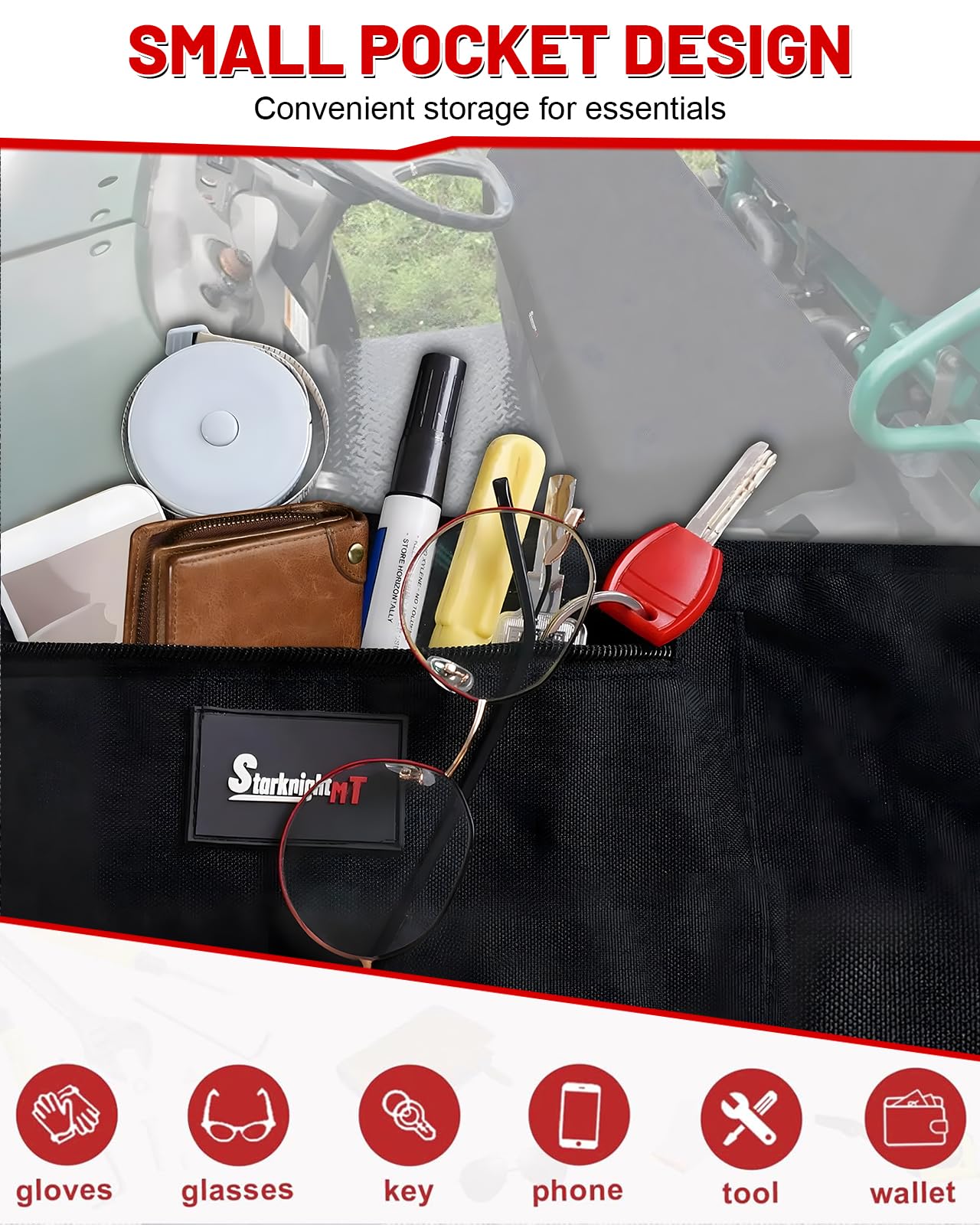 StarknightMT mule bench seat cover top detail highlights rugged, water-repellent material
