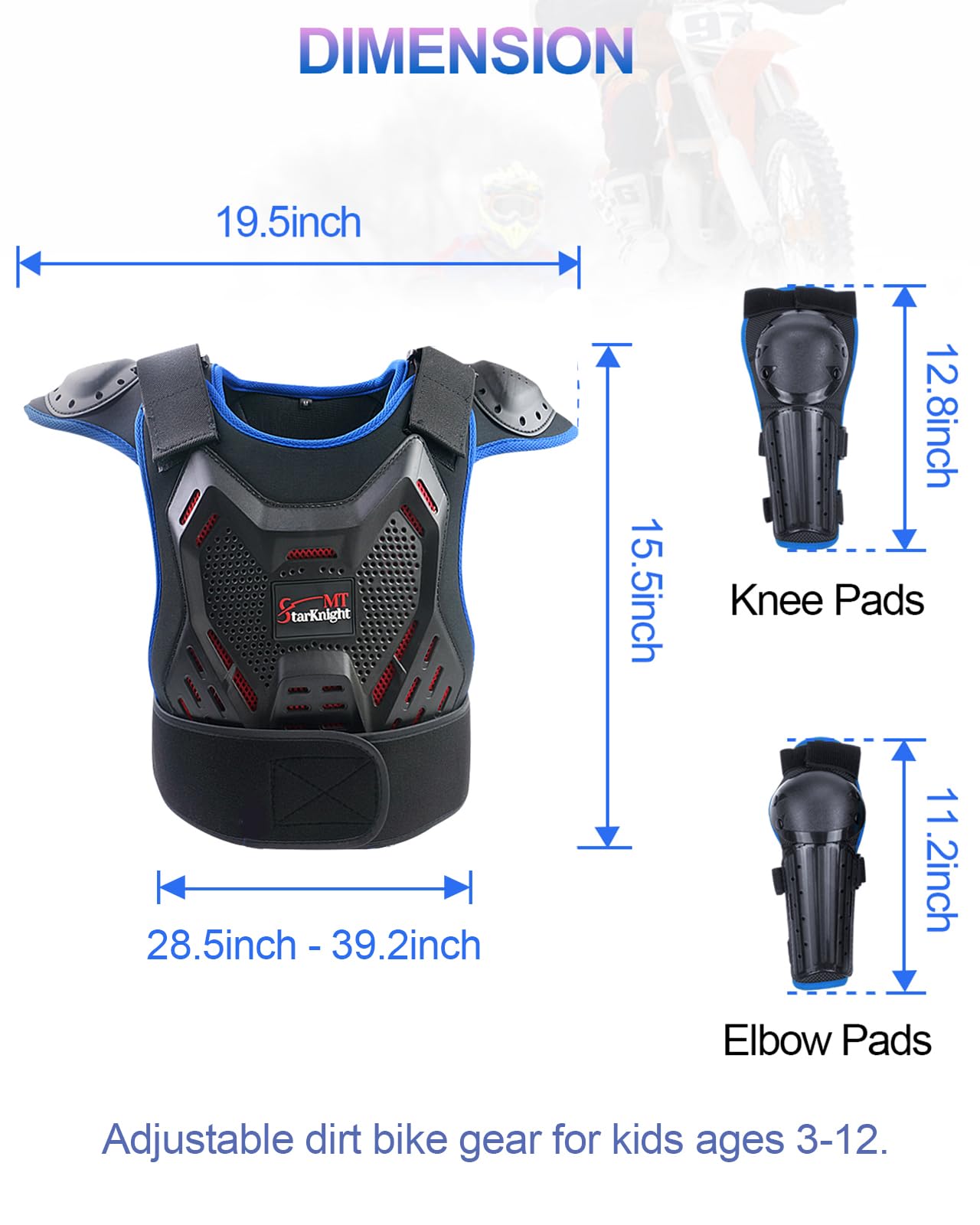 StarknightMT multi-terrain riding armor blue for versatile off-road protection.
