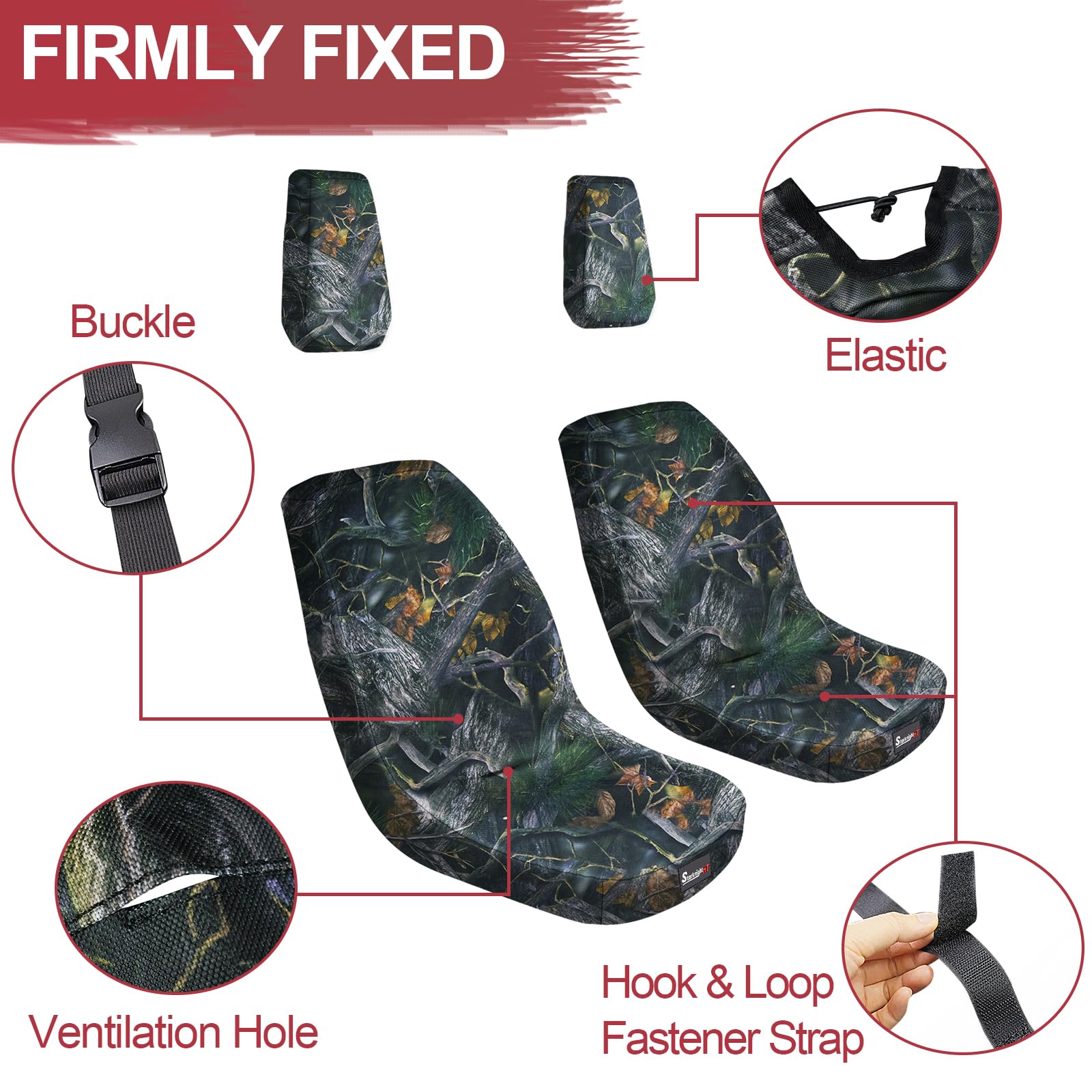 StarknightMT Rhino seat covers include hooks and fasteners for secure installation.