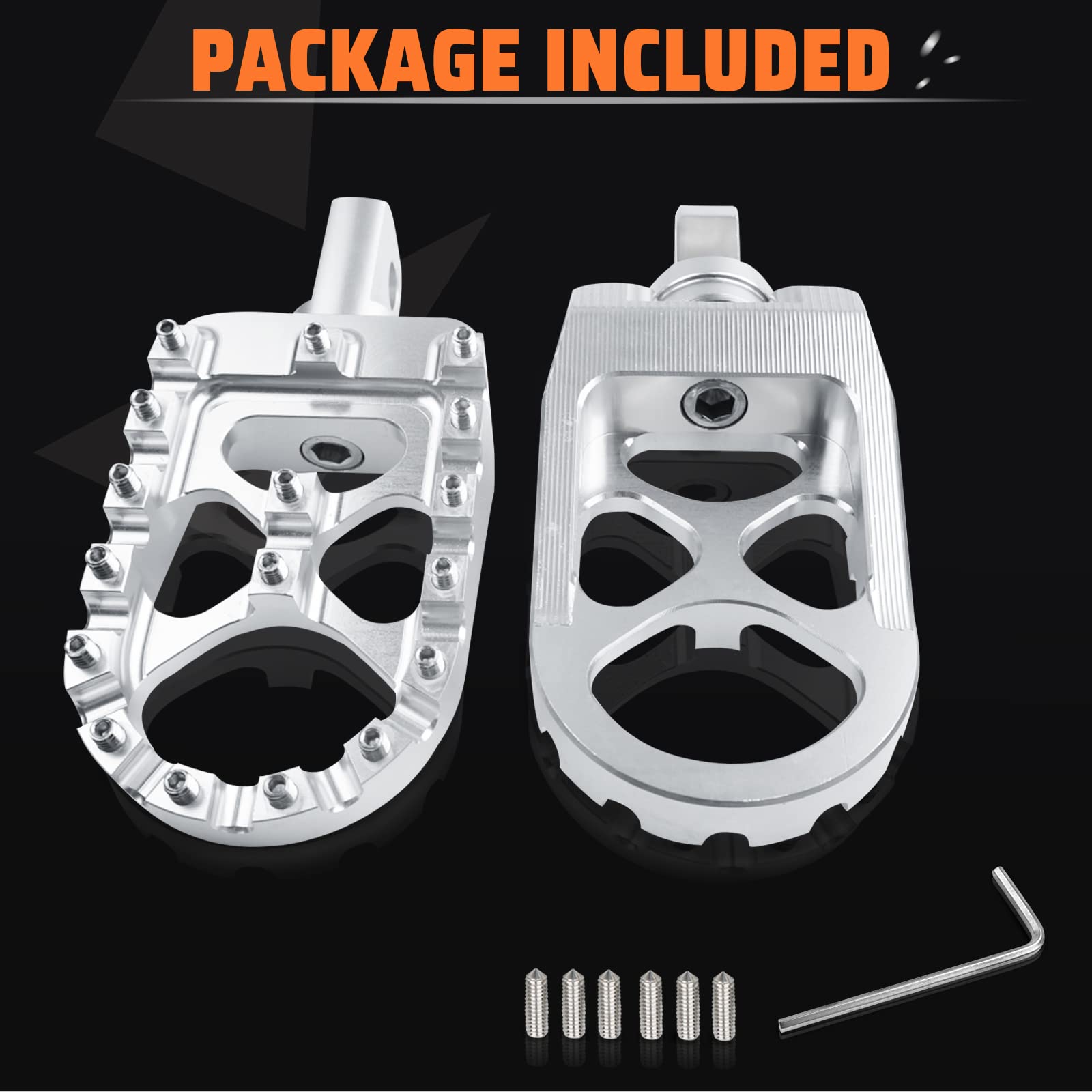 StarknightMT silver chopper bobber look pegs with modern grip.