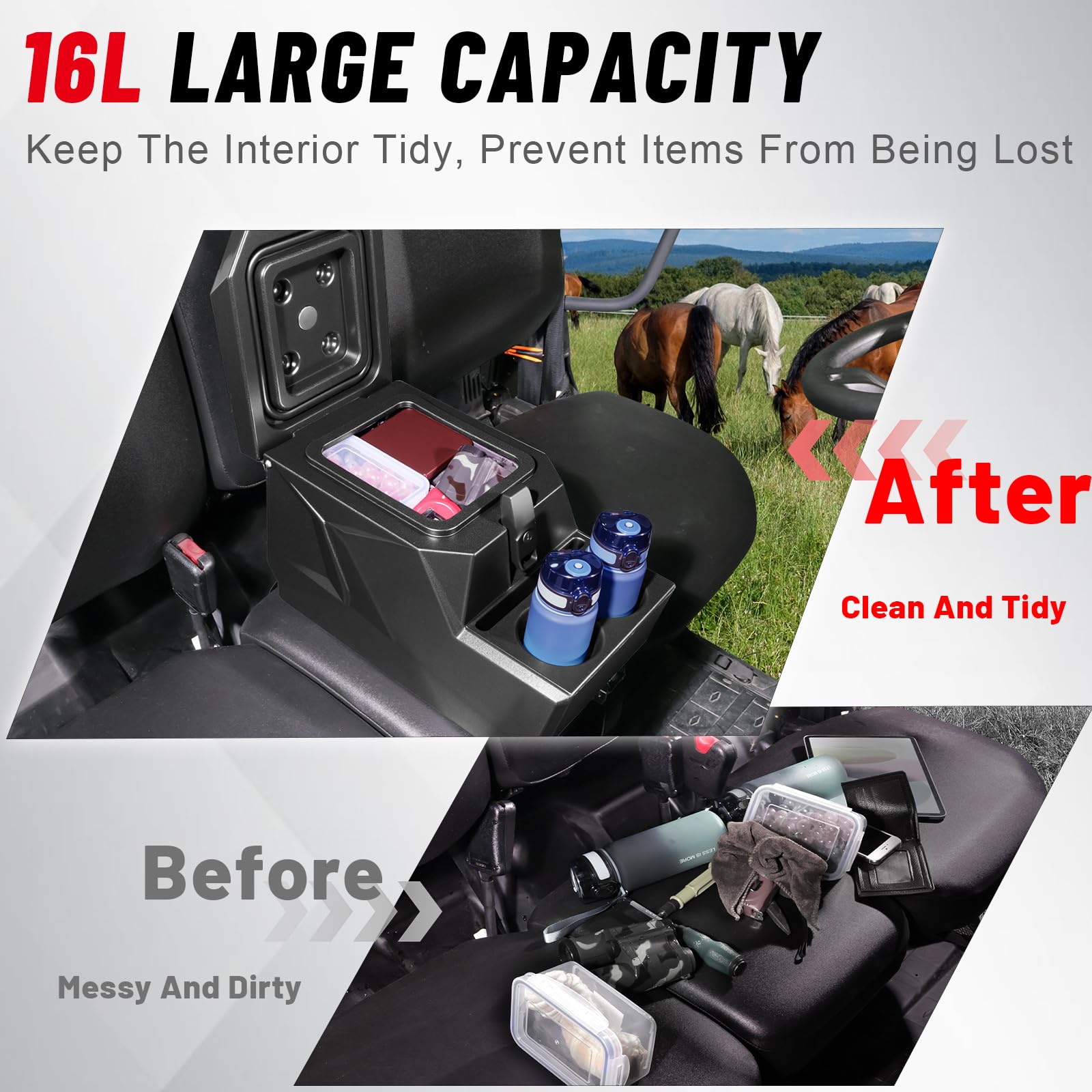 StarknightMT UTV center console armrest offers a soft, supportive rest.