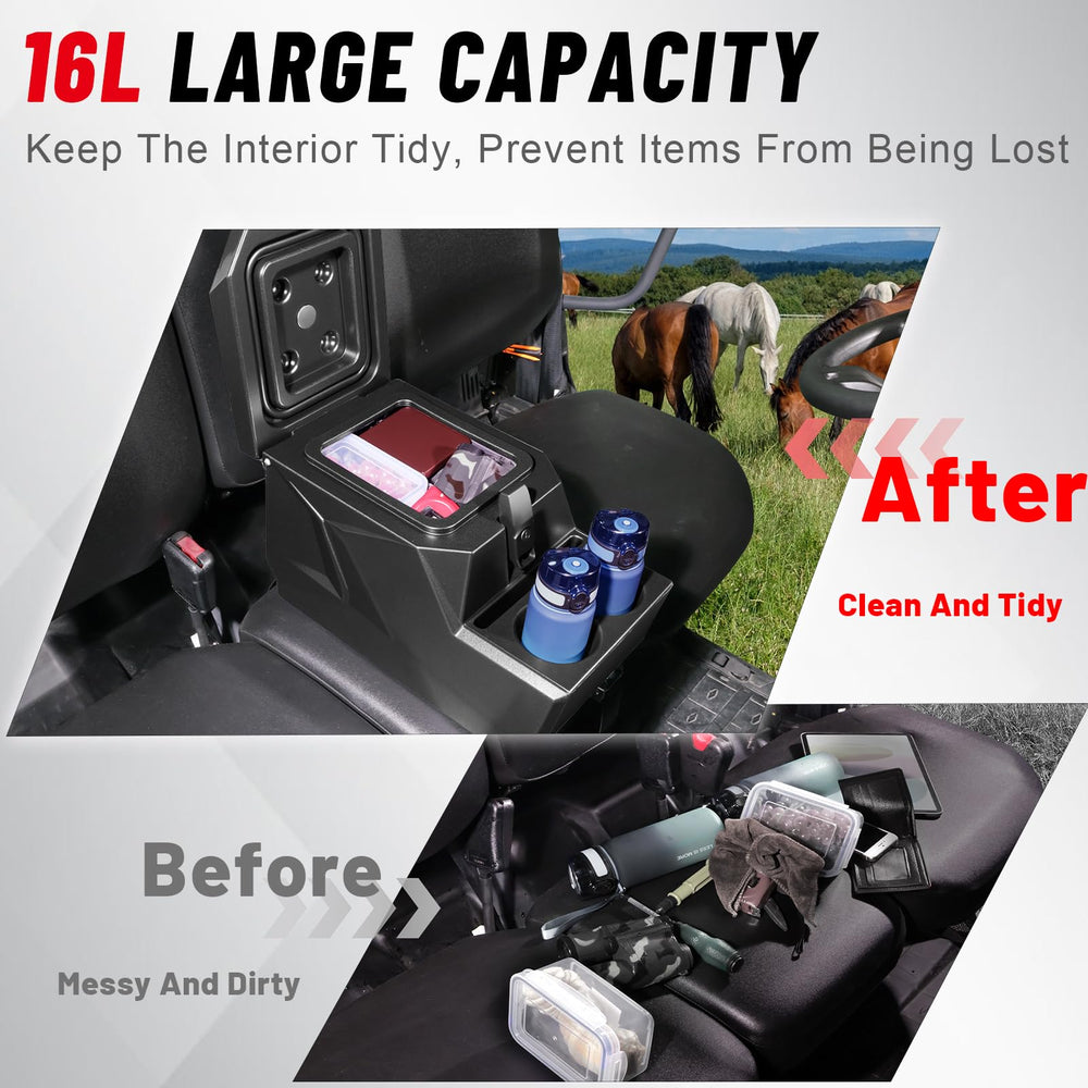 StarknightMT UTV center console armrest offers a soft, supportive rest.