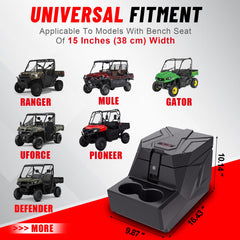 StarknightMT UTV center console cup holders keep drinks secure on rough rides.