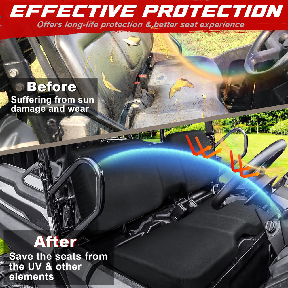 StarknightMT UTV Pioneer seat cover side view showing full coverage on rugged trails