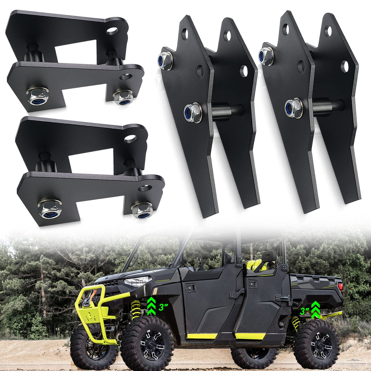StarknightMT UTV Ranger lift front bracket boosts three inches of ground clearance.