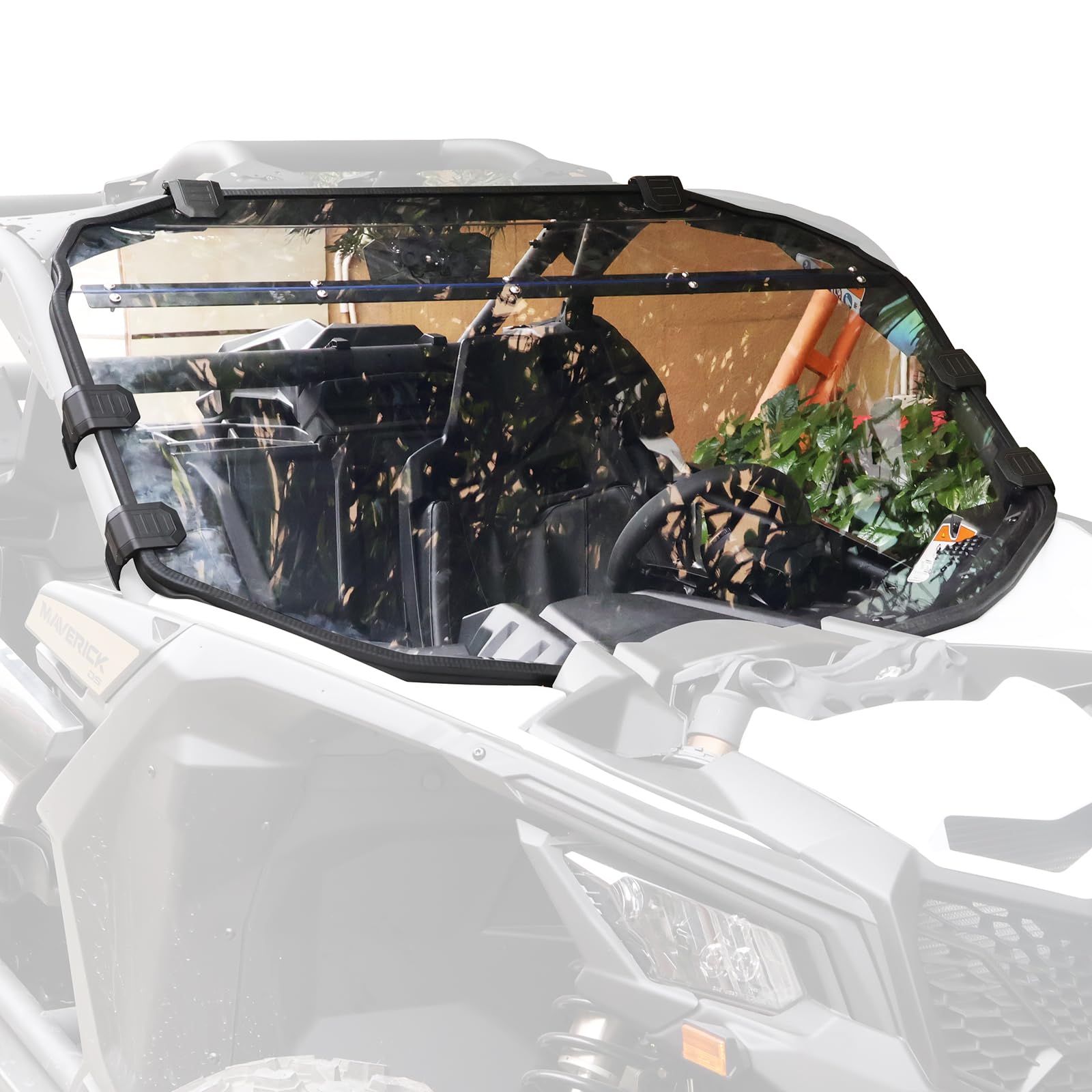 StarknightMT X3 windshield front view enhances Maverick X3 trails.