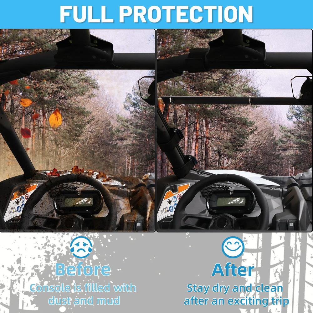 StarknightMT X3 windshield reinforced straps reduce vibrations during high-speed rides.