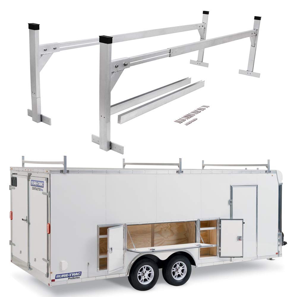 StarONE trailer ladder rack adjustable height on uneven trailer roofs.