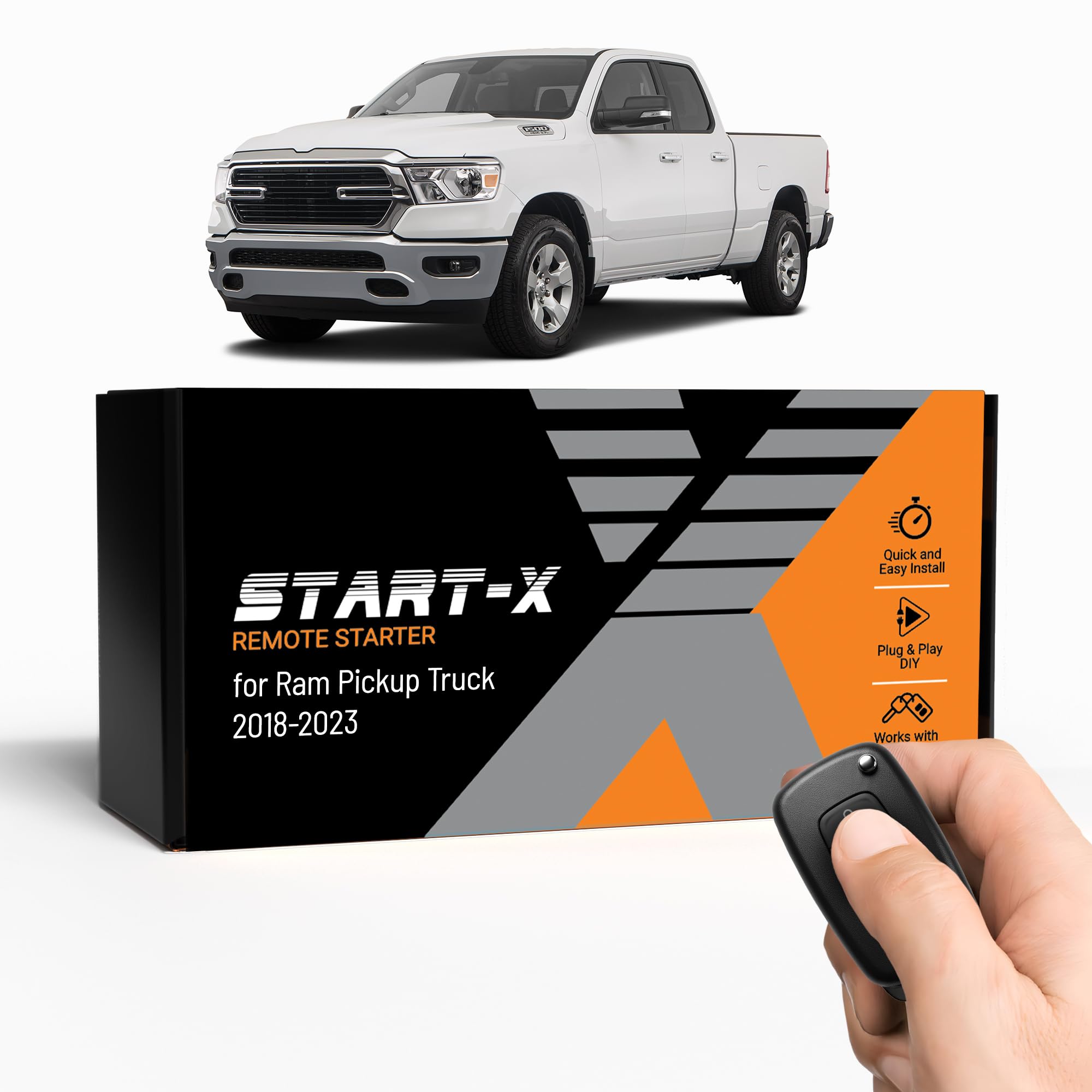Start-X remote starter kit on RAM dashboard showing quick install ease.