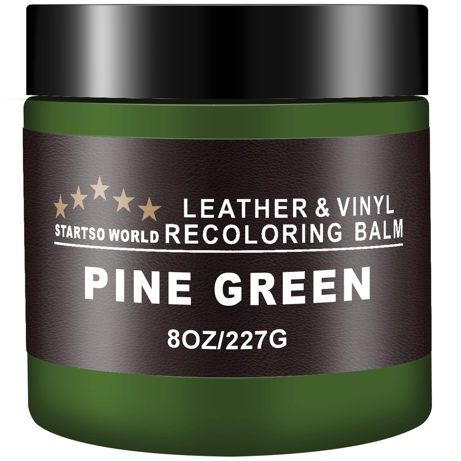STARTSO WORLD Leather Recoloring Balm pine green jar restores faded leather color