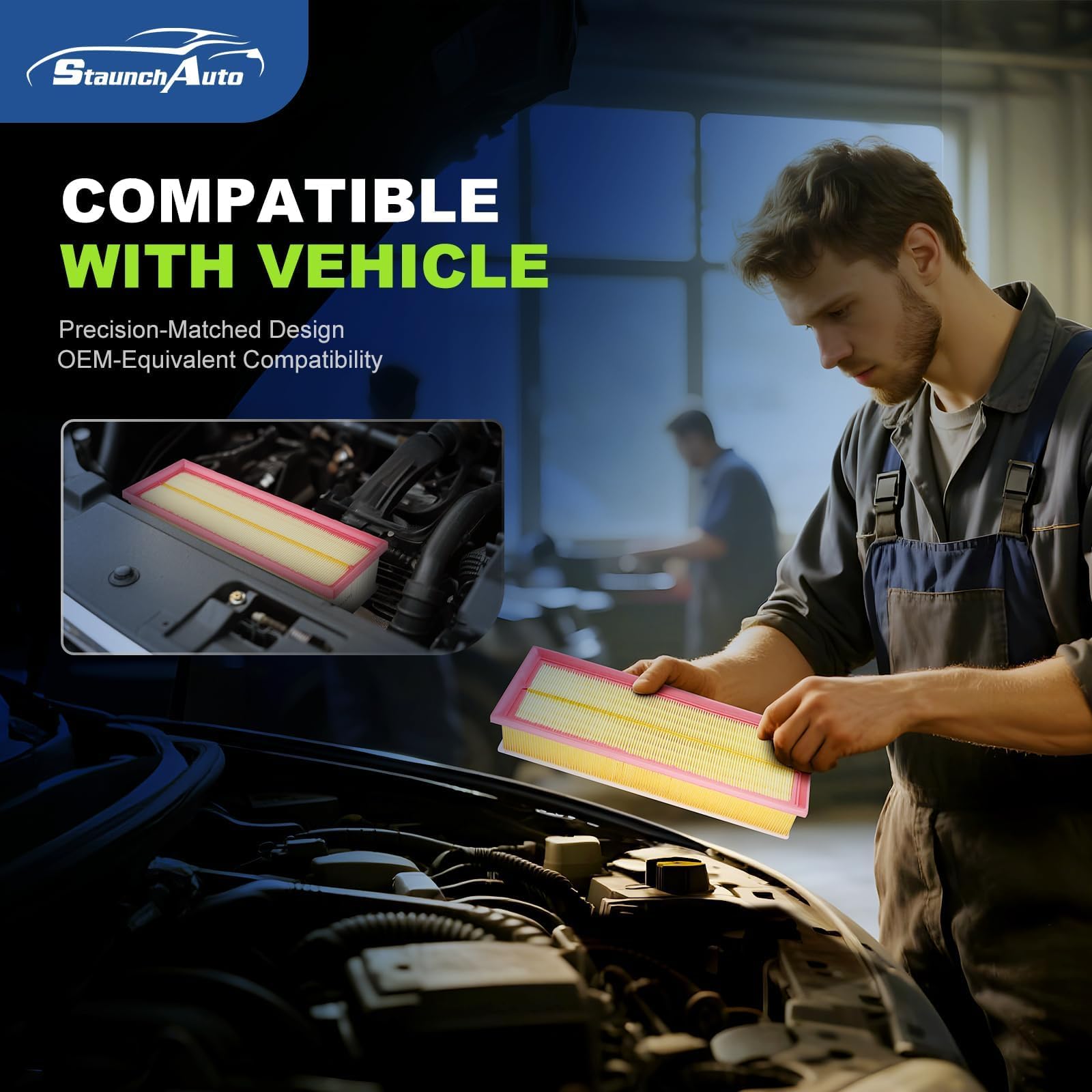 StaunchAuto cabin air filter activated carbon captures odors and gases for a fresher cabin.