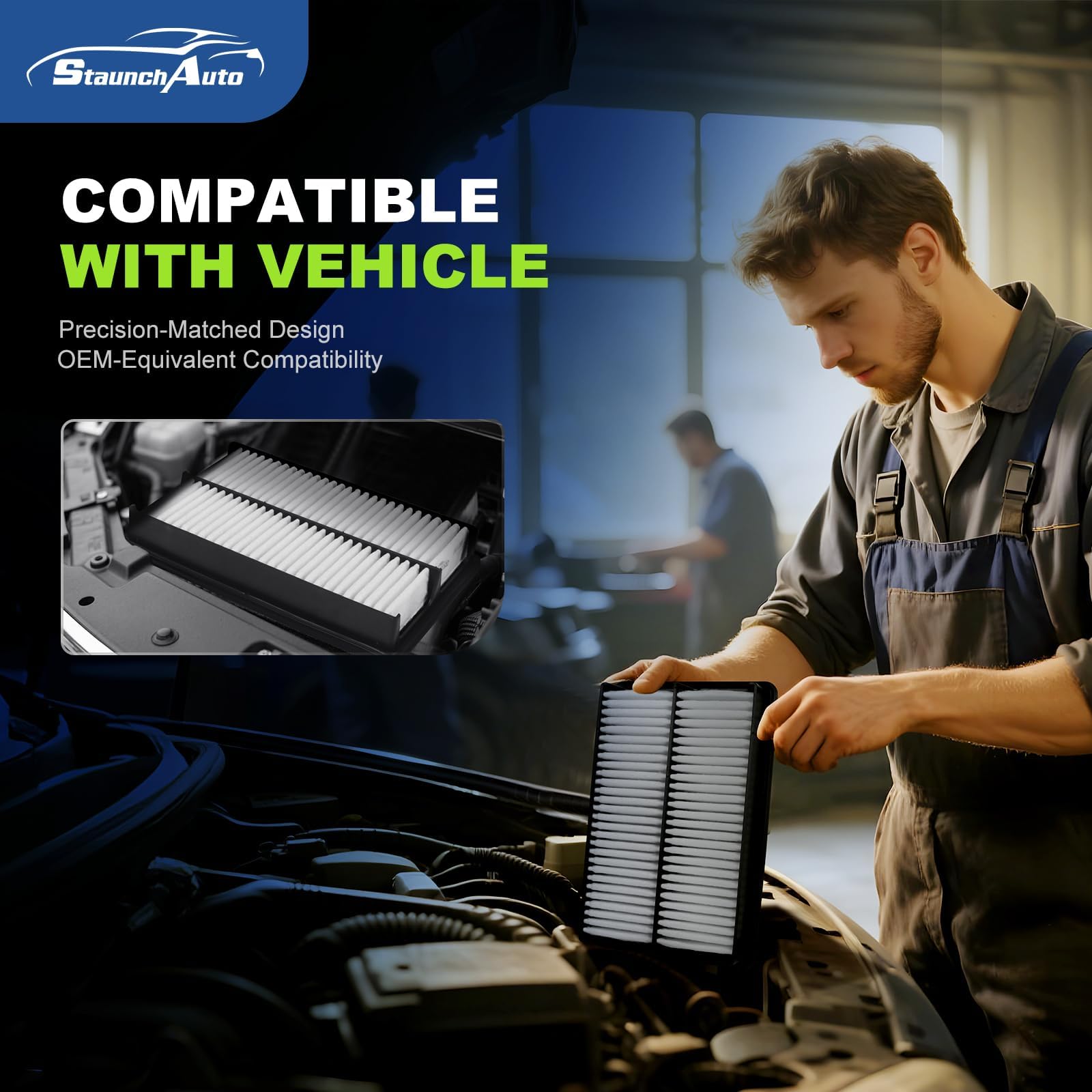 StaunchAuto cabin air filter for Mazda6 uses activated carbon to filter odors and gases.