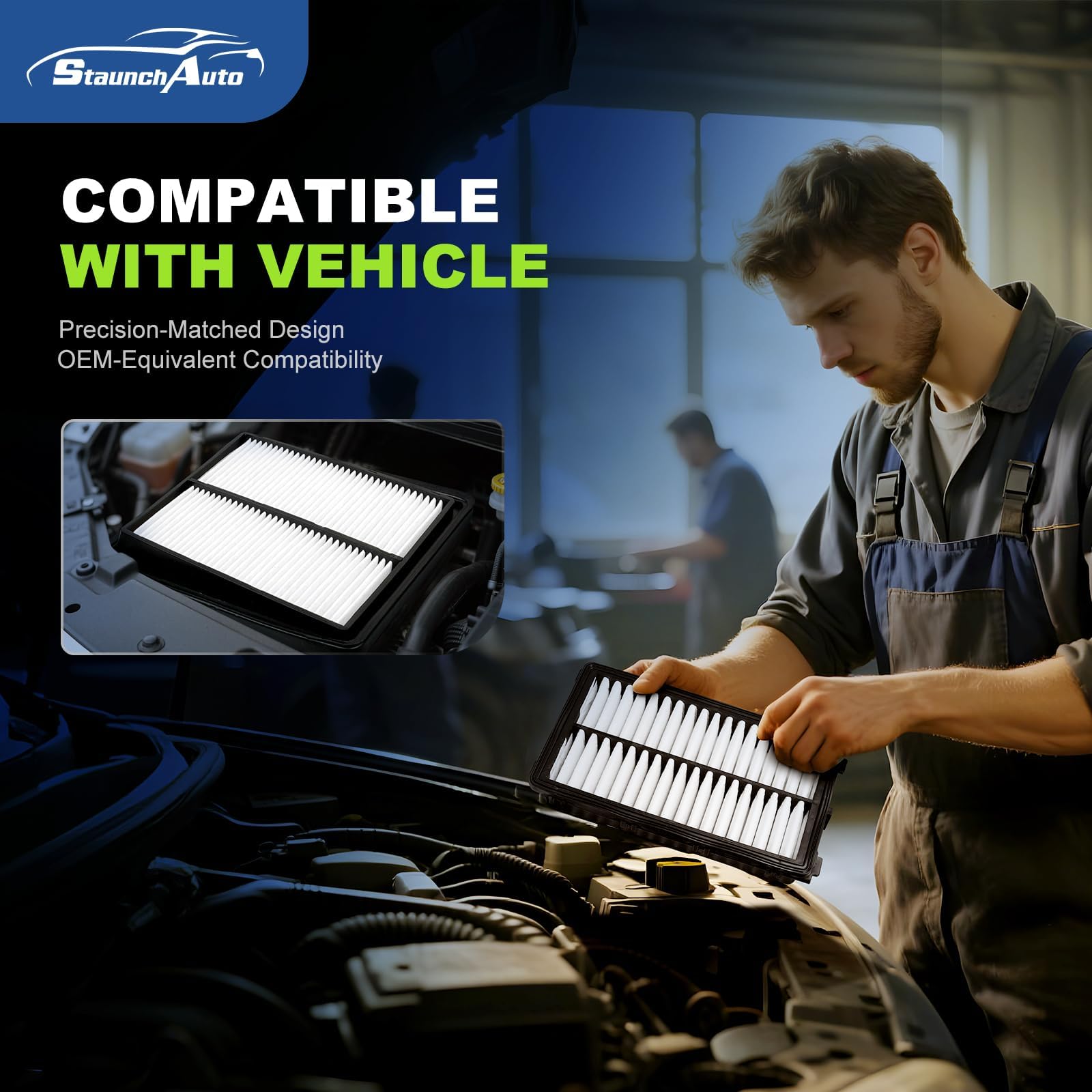 StaunchAuto engine filter for Sorento captures dust and debris.