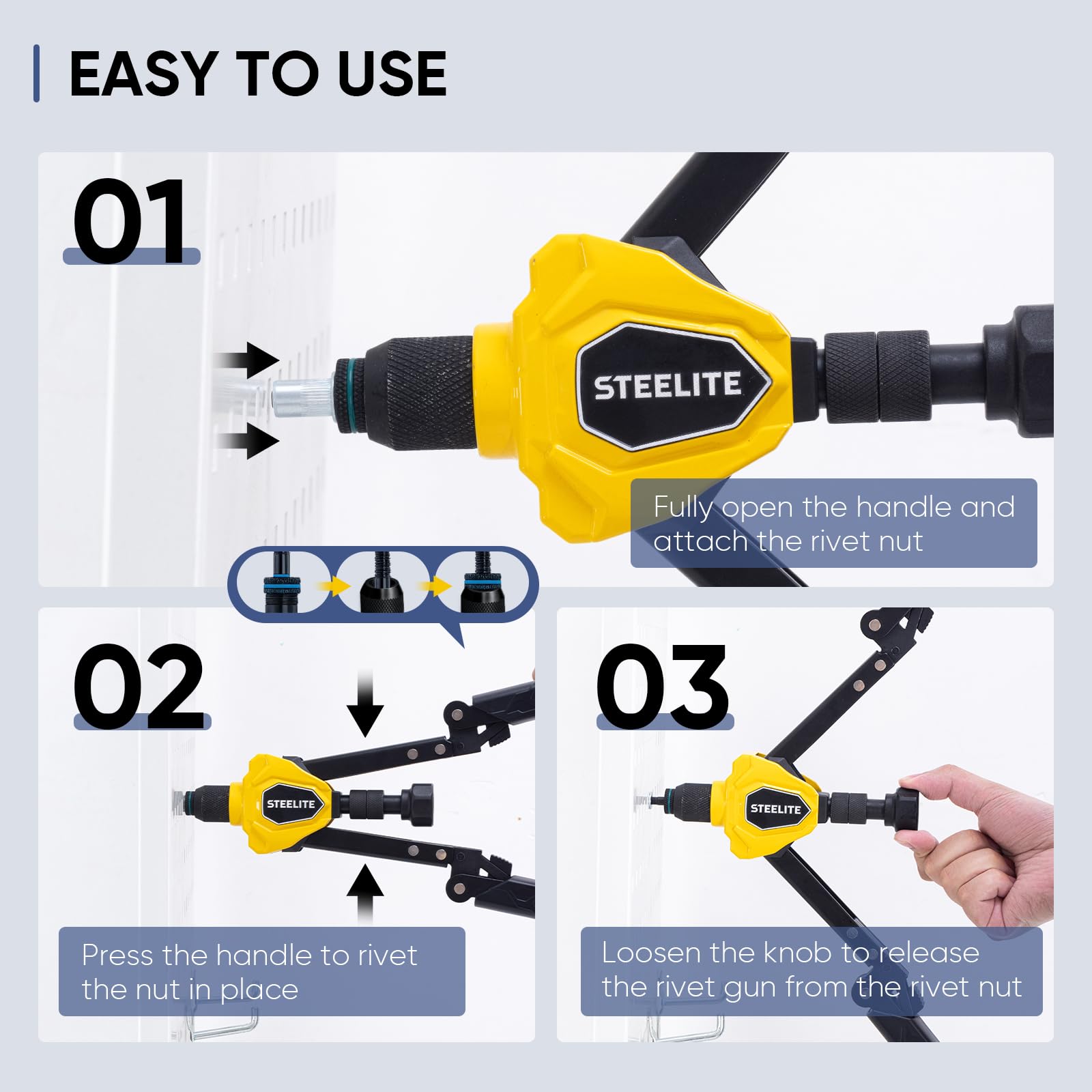 Steelite mandrels removable for tool free maintenance