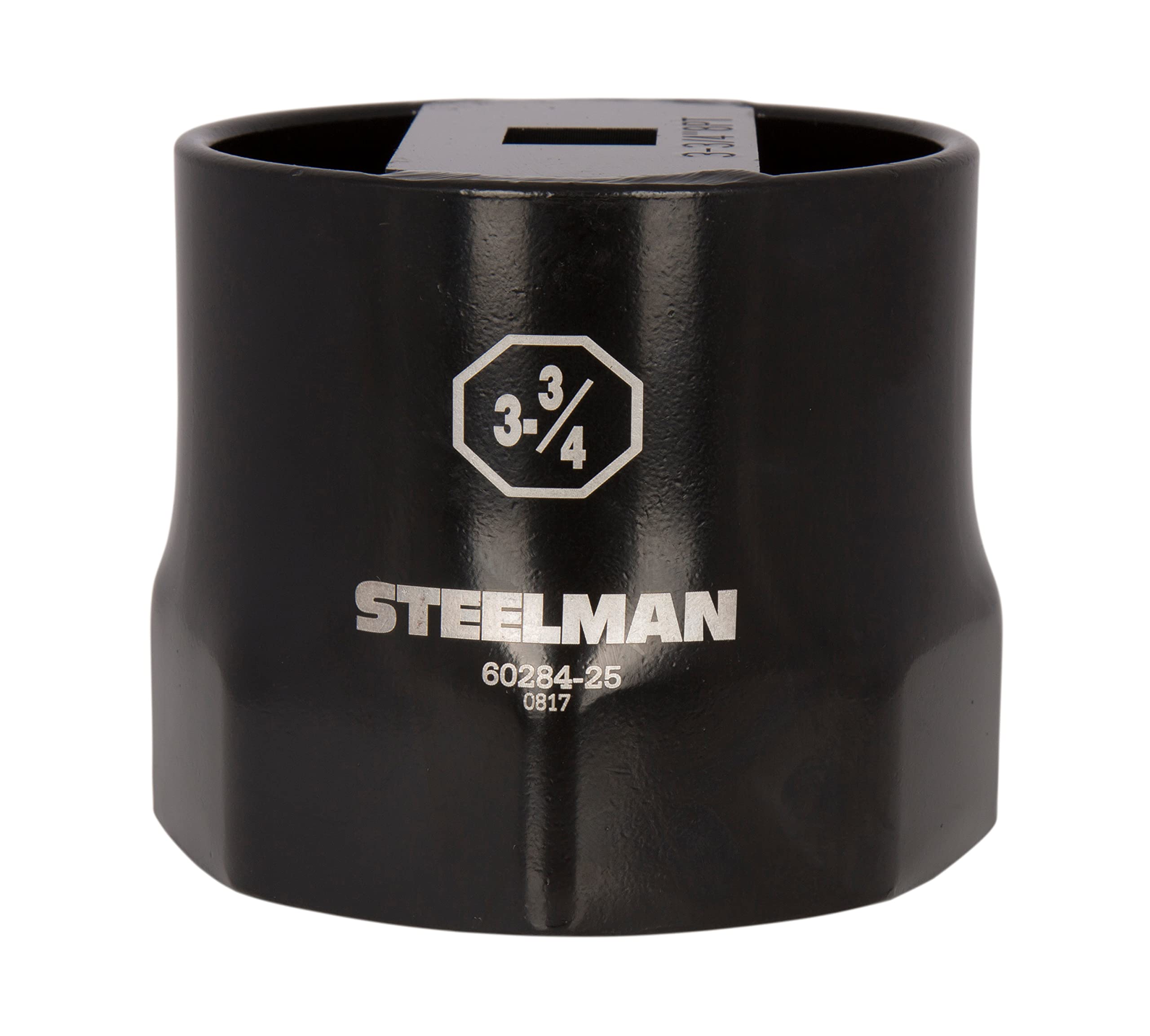 Steelman 3-3/4 inch 8-point locknut socket for truck wheel bearings, enhances grip and durability.