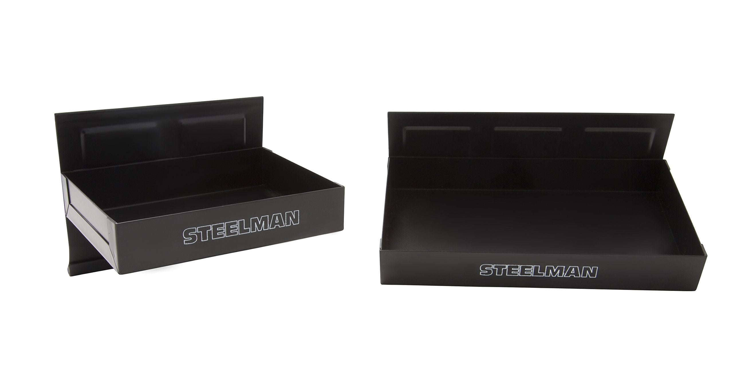 Steelman 10-inch non-marring magnetic tray with magnets anchoring fasteners.