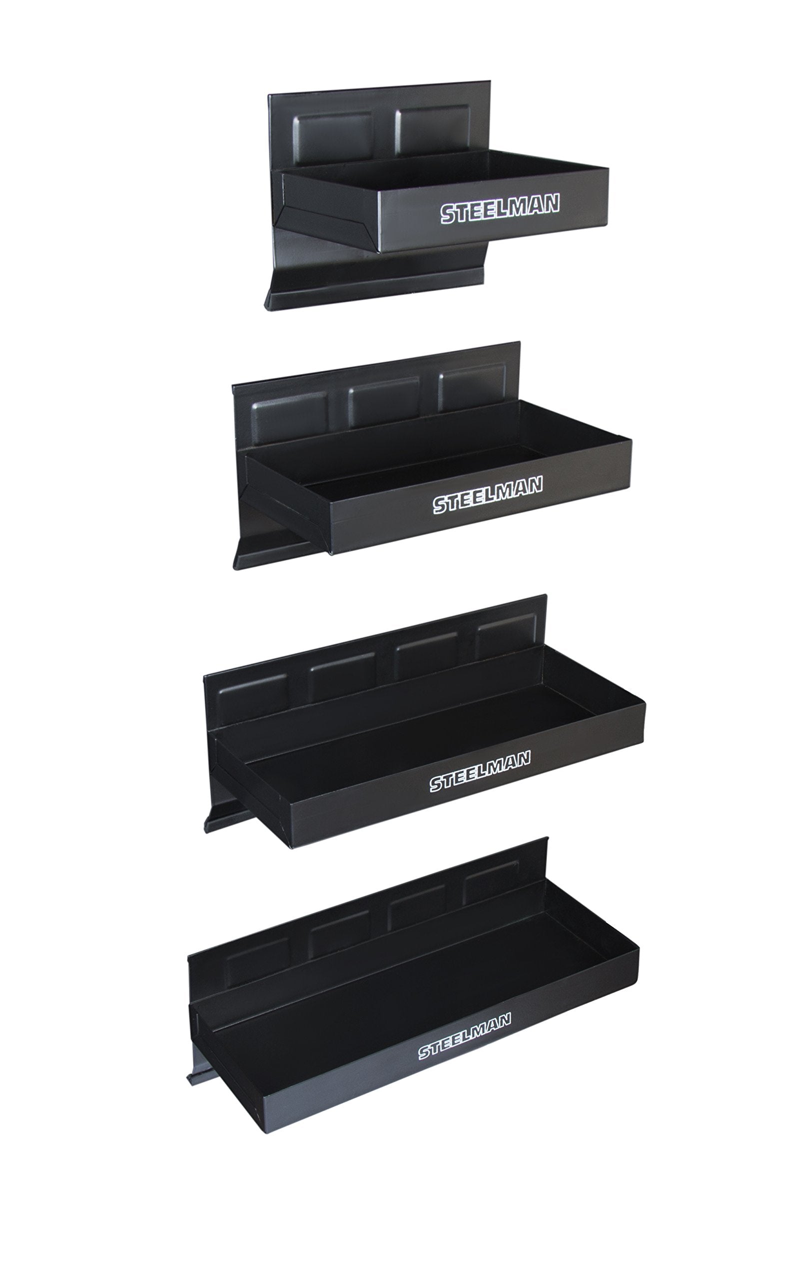 Steelman 12-inch non-marring magnetic tray securing tools in a rolling toolbox.