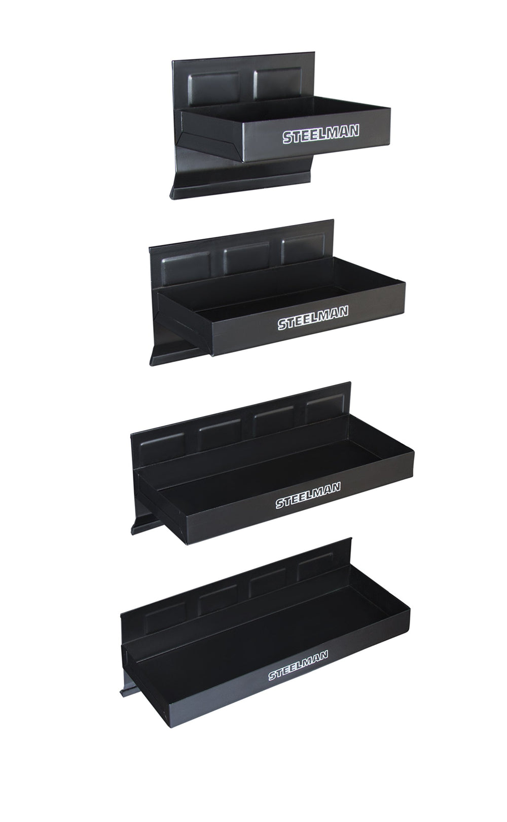 Steelman 12-inch non-marring magnetic tray securing tools in a rolling toolbox.