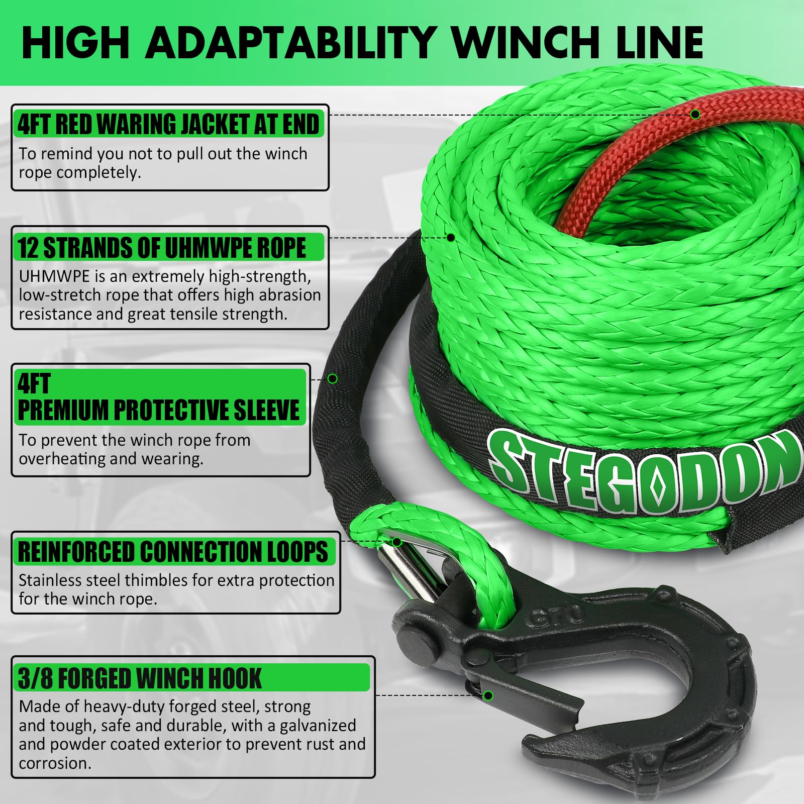 STEGODON 12-strand UHMWPE rope highlights low stretch and toughness