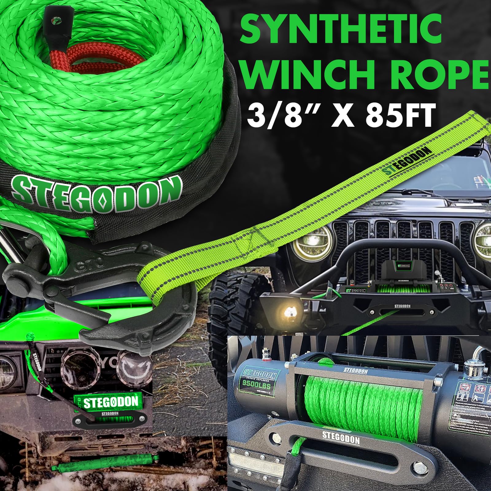 STEGODON synthetic rope floats in water aiding mud or shallow water recovery