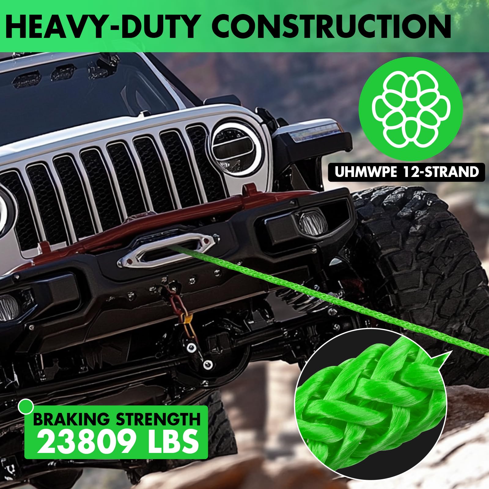 STEGODON winch rope with stainless end shows easy installation on compatible winches
