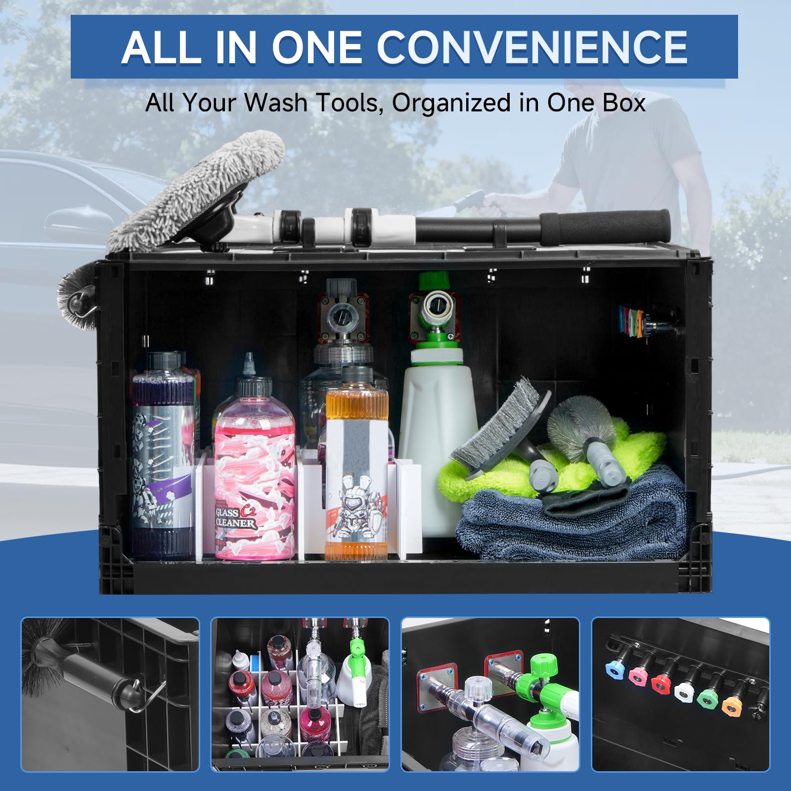 STEHEMO trunk organizer in a car boot showcasing tidy storage.