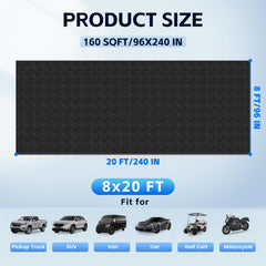 StellarStar 20x8 ft mat covers large garage or workspace floors.