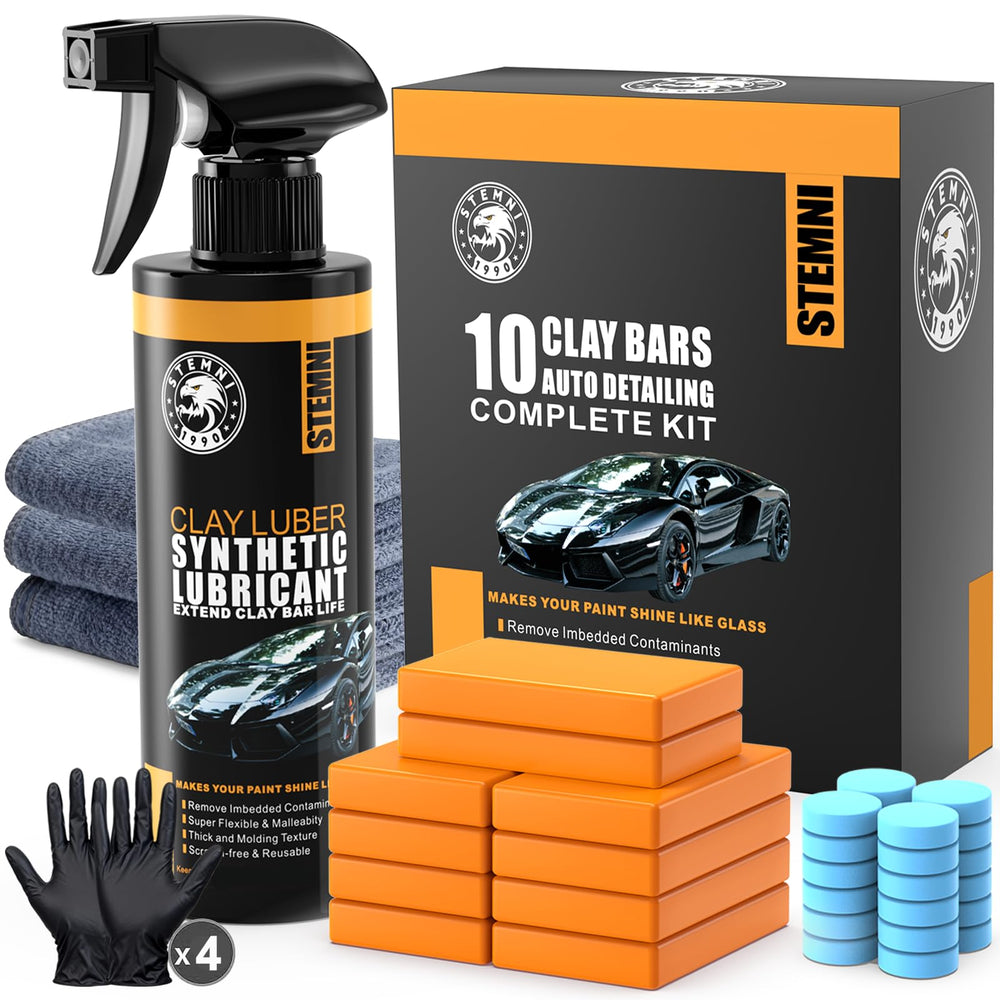 Stemni 10-pack clay bars shown for smooth, glassy paint finish.