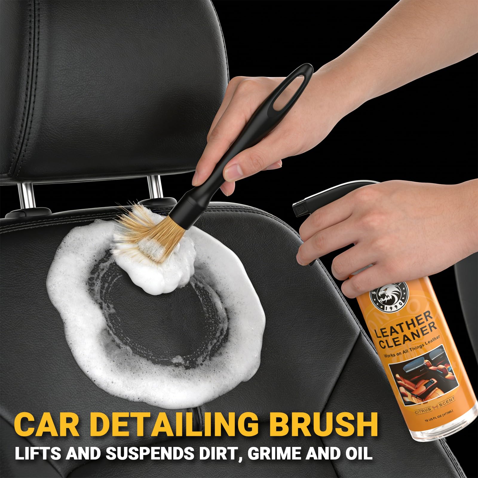 Stemni applicator pad applies conditioner evenly across leather surfaces.