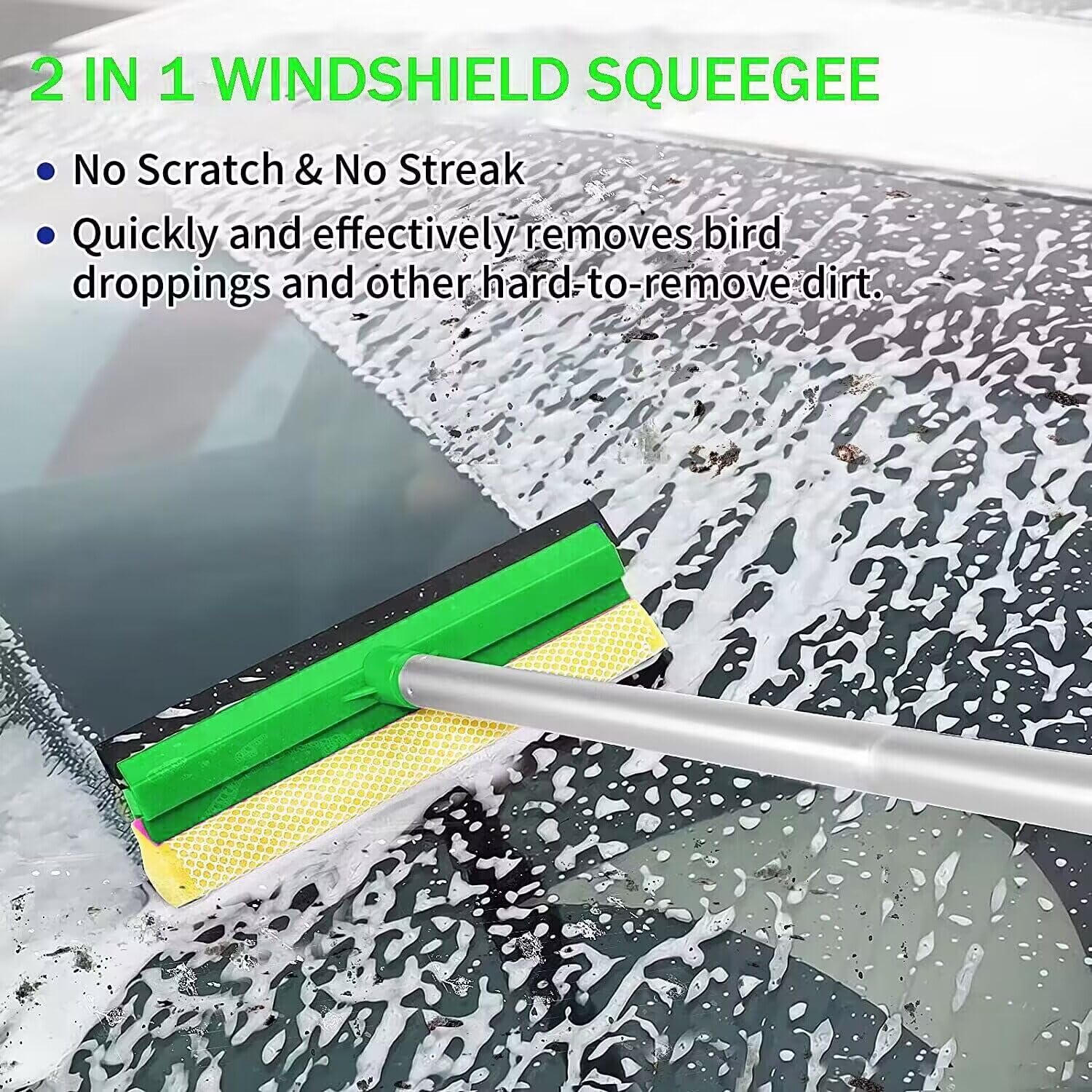 Stemni windshield squeegee delivers streak-free water removal.
