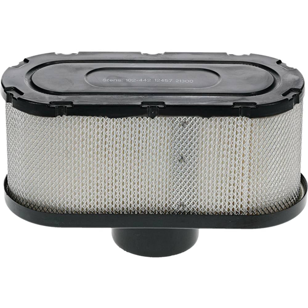 Stens 102-442 air filter front view for Kawasaki engines showing clean design and fitment