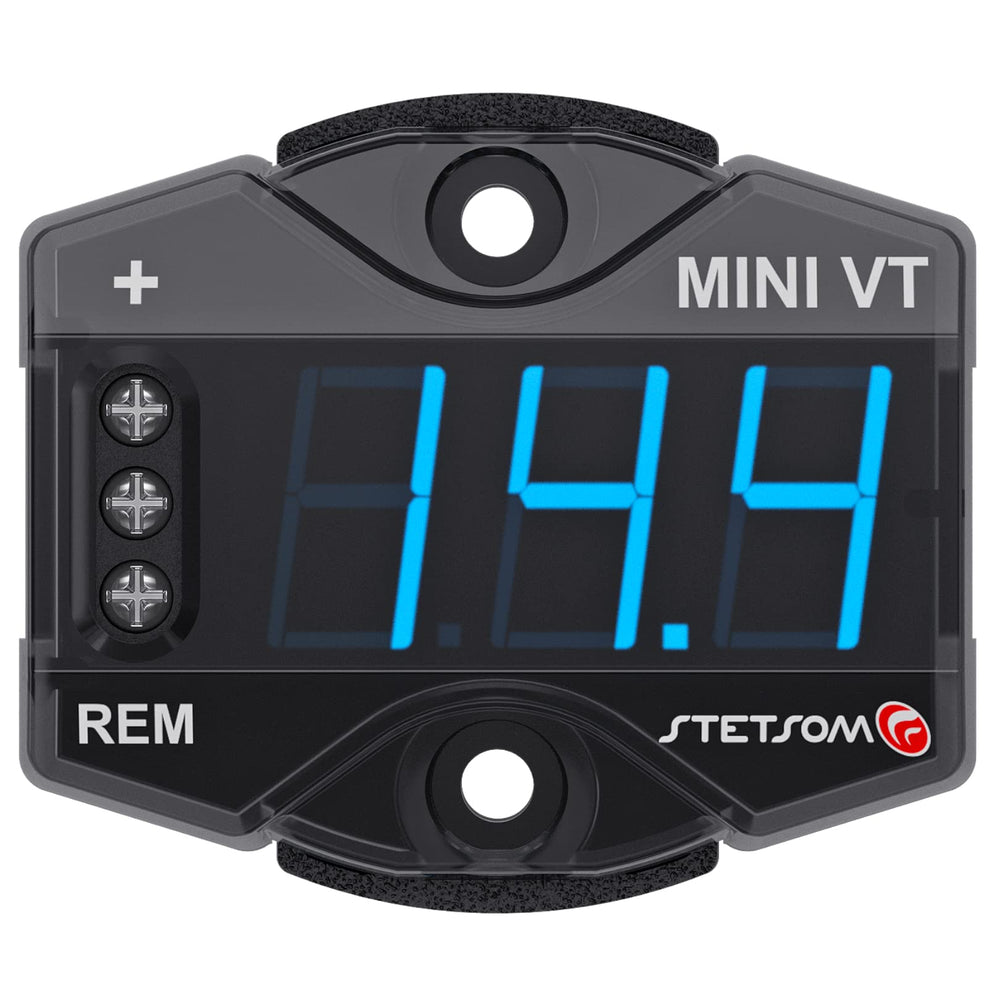 Stetsom MiniVT blue LED display close-up for legible voltage