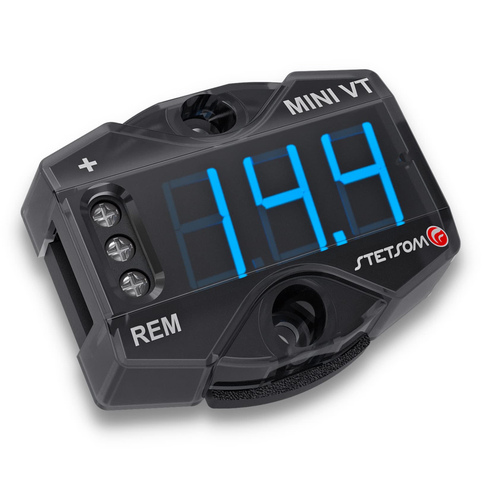 Stetsom MiniVT digital voltmeter front view with clear readings