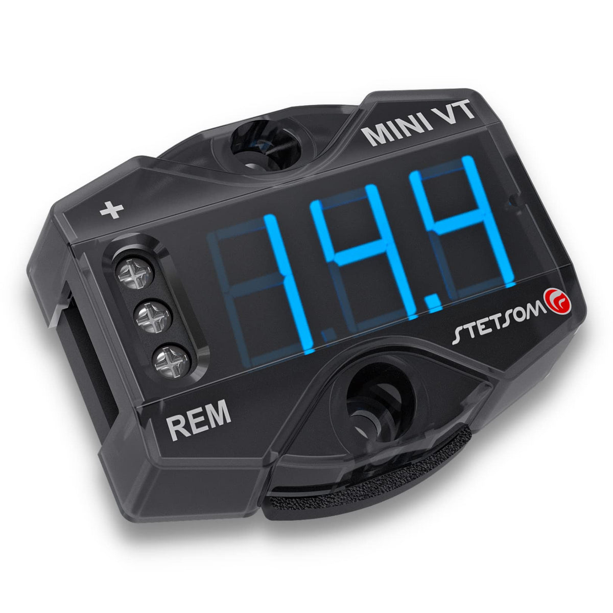 Stetsom MiniVT digital voltmeter front view with clear readings