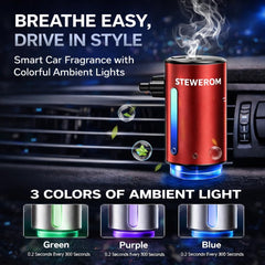 Stewerom car diffuser button and indicator lights showing easy mode switching.
