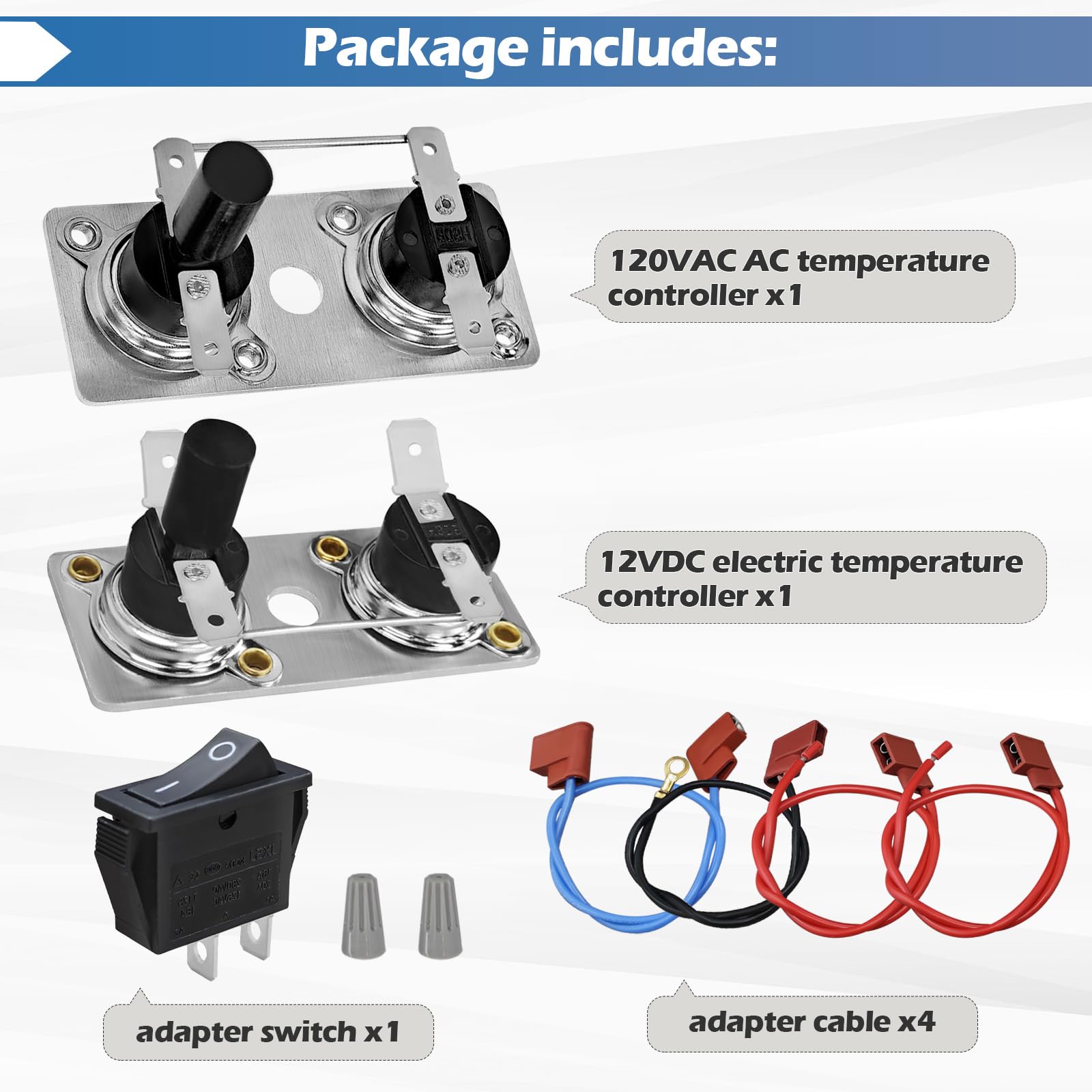 Included controllers, cables, switches, and hardware in the package.