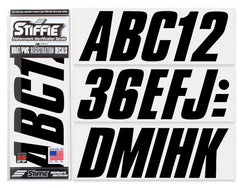 Stiffie Shift black 3in decal set provides bold, readable vessel registration.
