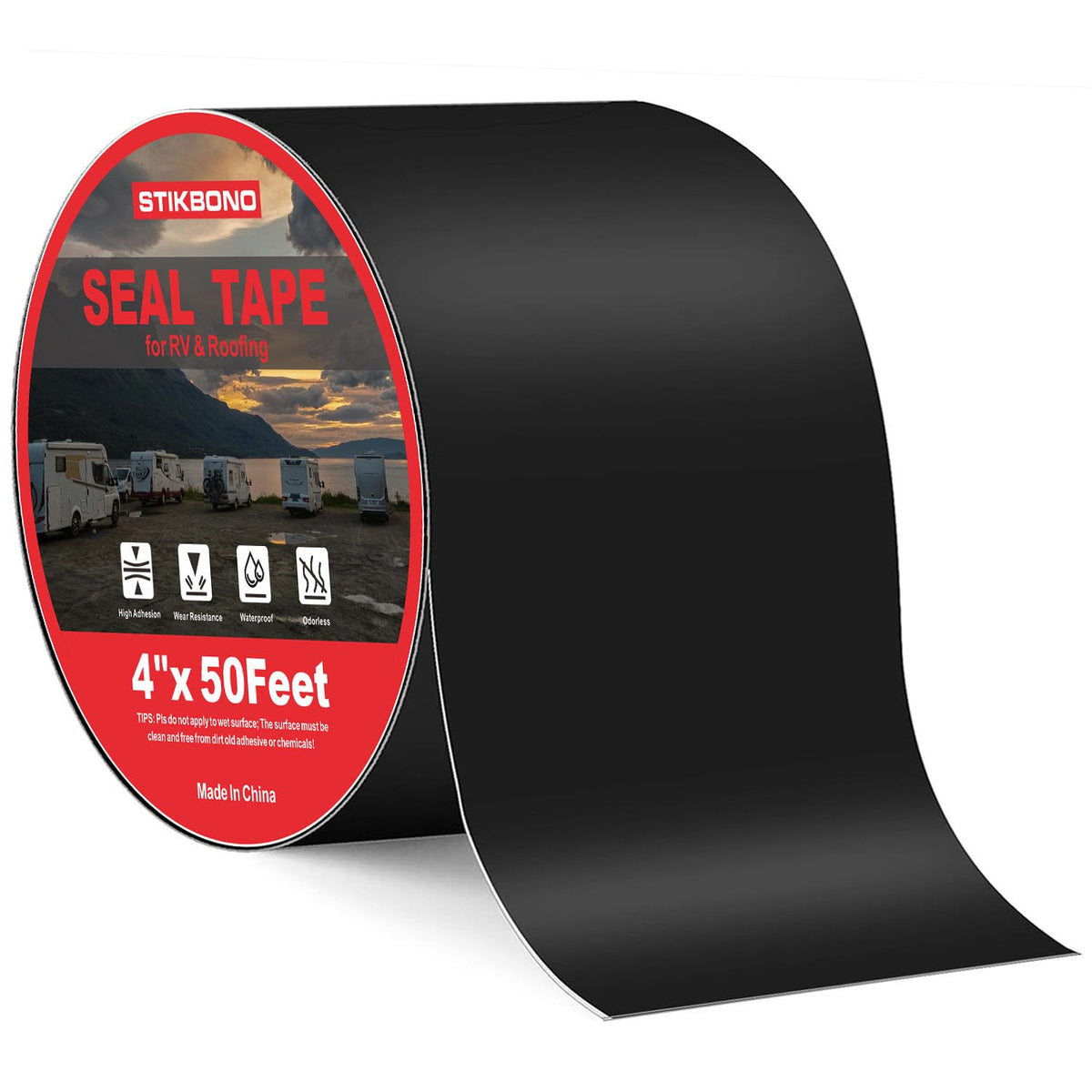 STIKBOND roof tape application seals curved surfaces for weatherproofing